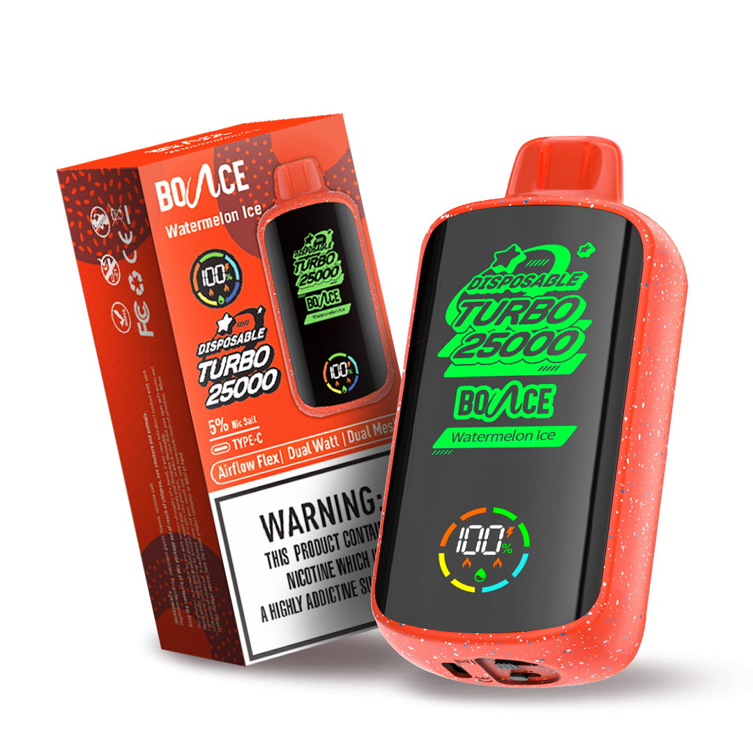 Bounce Vape Turbo 25000Puffs | Dispossable vape Adjustable Airflow Power Dual Coil Screen Display Rechargeable