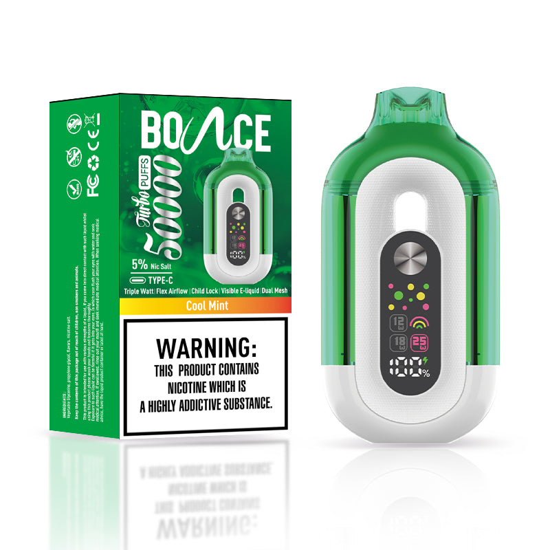 Bounce Vape Turbo 50000Puffs | Dispossable Digital Display  Double Tank Coil Visible E-Liquid Adjustable Airflow Power Control