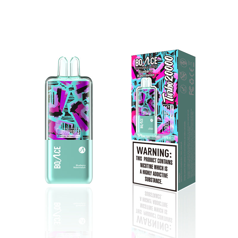 Bounce Vape Turbo 20000Puffs  | dispossable vape Wholesale Crystal Online Mesh Coil 5%Nicotine Rechargeable
