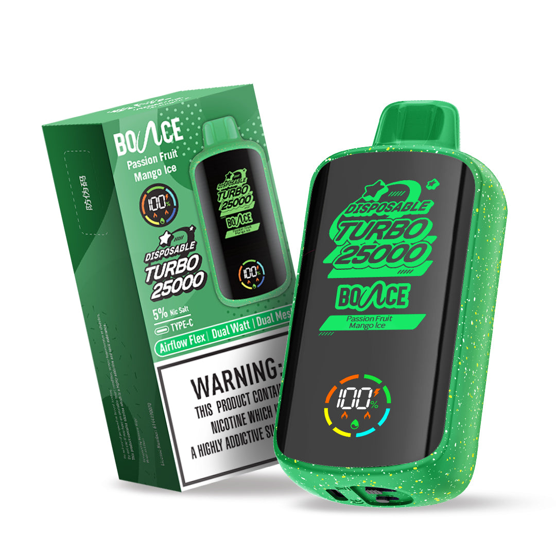 Bounce Vape Turbo 25000Puffs | Dispossable vape Adjustable Airflow Power Dual Coil Screen Display Rechargeable