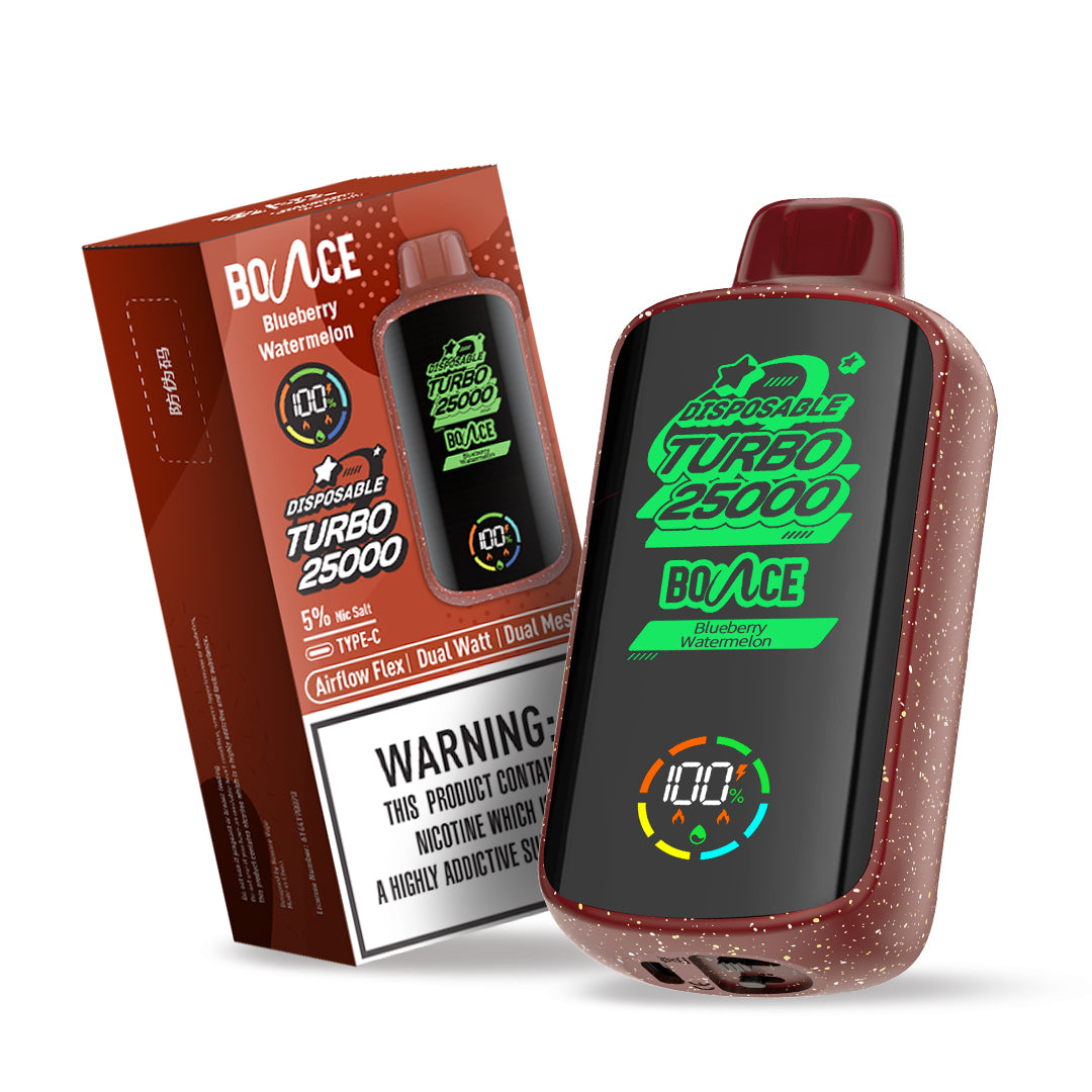 Bounce Vape Turbo 25000Puffs | Dispossable vape Adjustable Airflow Power Dual Coil Screen Display Rechargeable