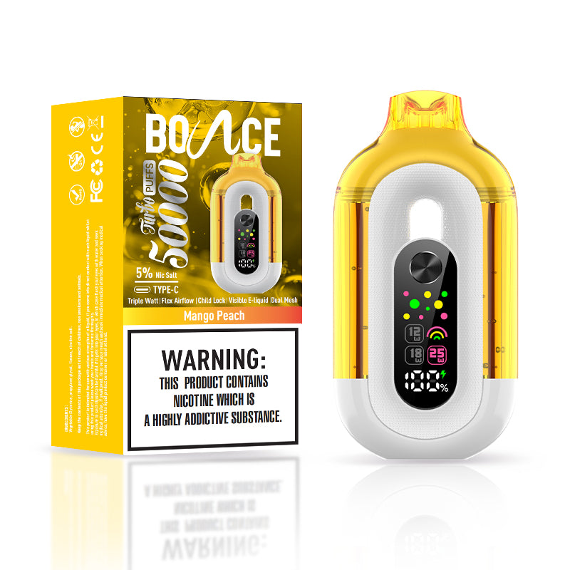 Bounce Vape Turbo 50000Puffs | Dispossable Digital Display  Double Tank Coil Visible E-Liquid Adjustable Airflow Power Control